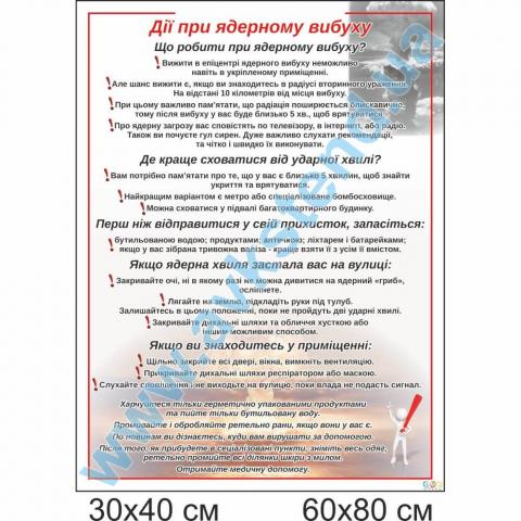 Стенд 'Дії при ядерному вибуху' Стенд 'Дії при ядерному вибуху'